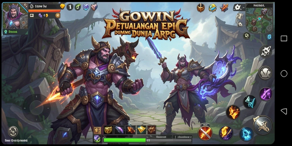 Screenshot gameplay GOWIN menampilkan pertarungan seru dengan grafis yang cemerlang.
