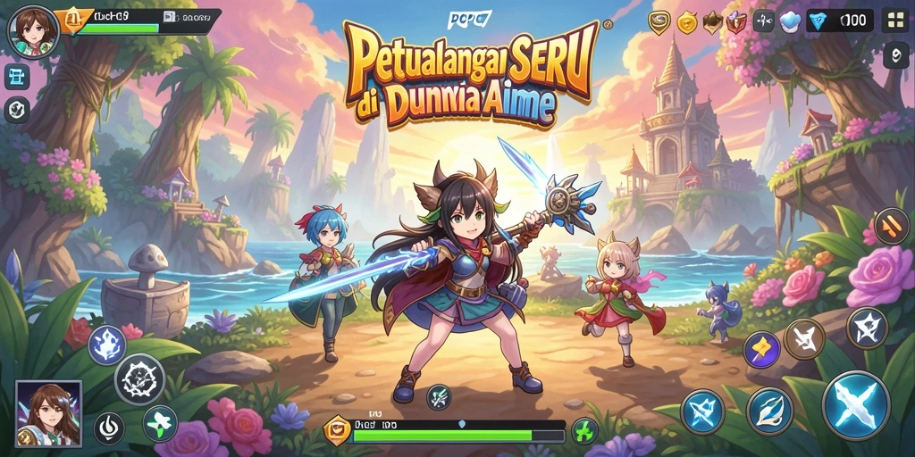 Tampilan gameplay PCPC7 yang memukau dalam dunia Anime.