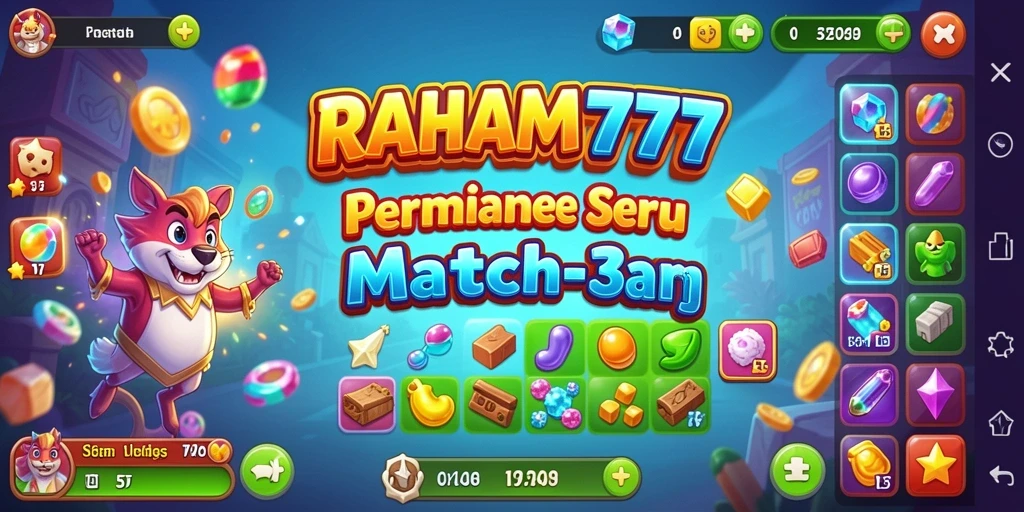 Tampilan menarik dari gameplay seru RAHAM777 Match-3.