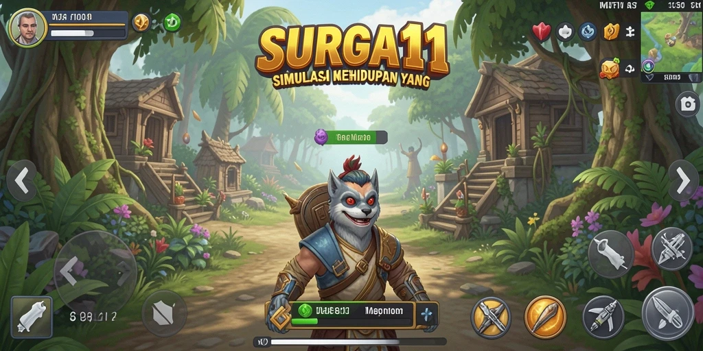 Screenshot gameplay SURGA11 yang menampilkan interaksi karakter dan dunia virtual.